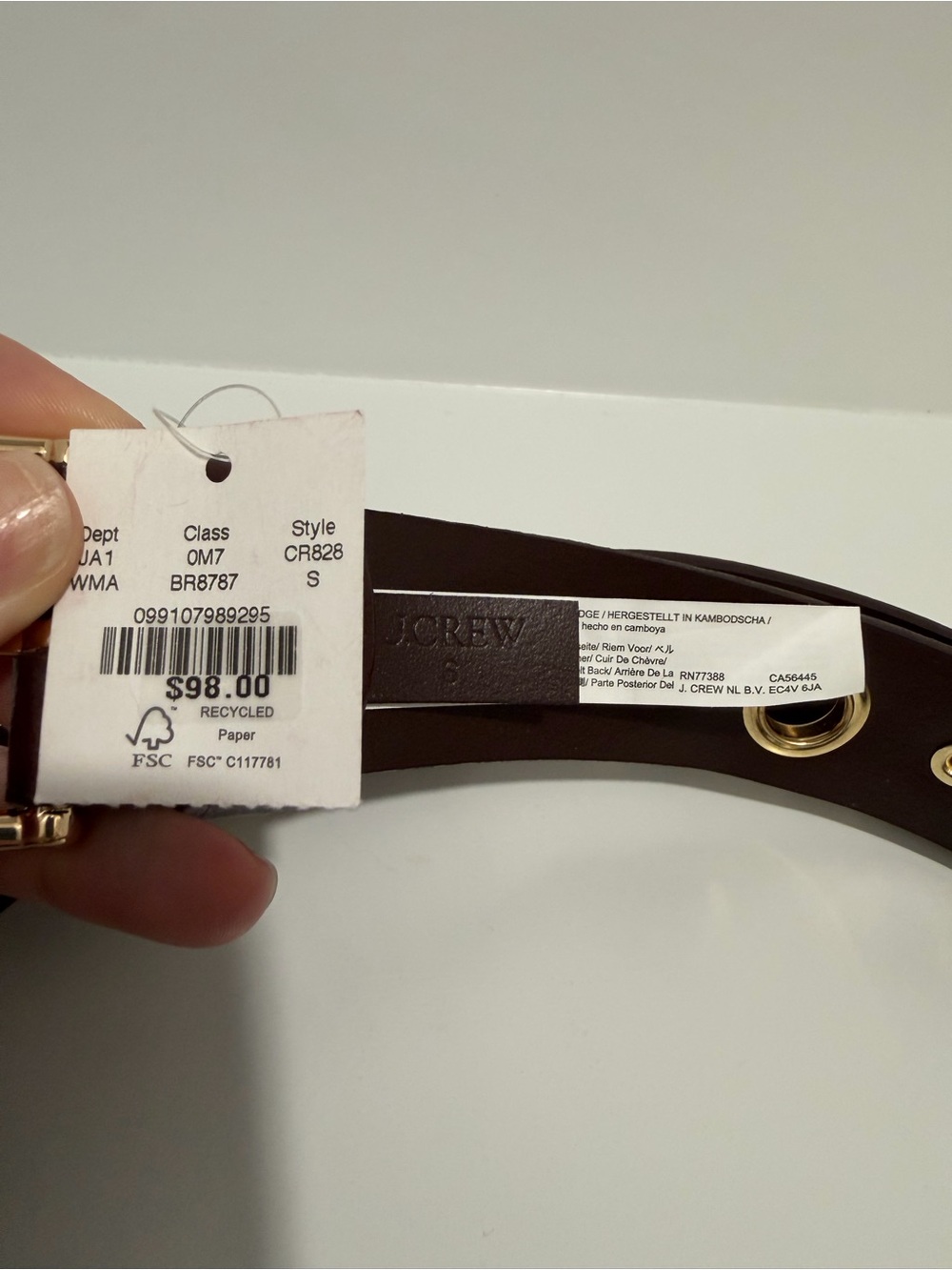 NEW J. Crew Women's Grommet Belt in Italian Leather Brown Size Small CR828 $98 - Picture 7 of 8